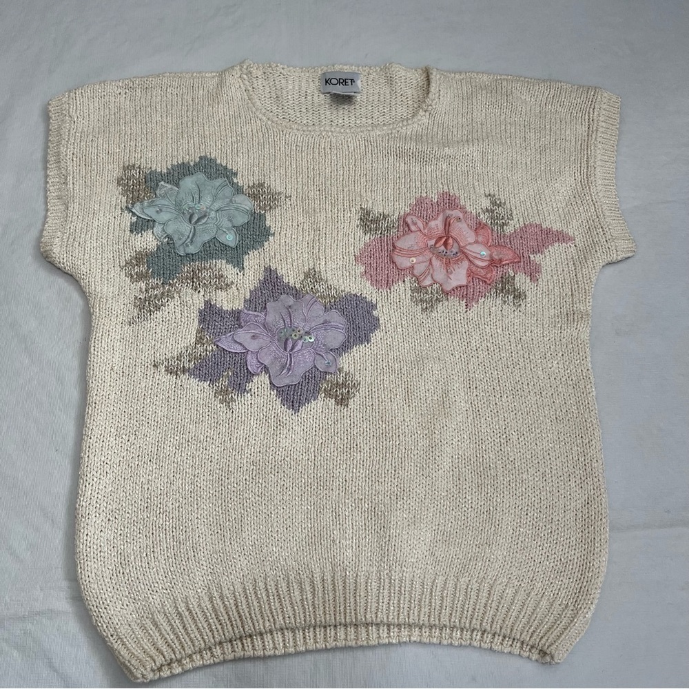 Vintage Koret Silk Blend Floral Top 80’s
